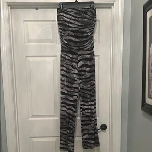 Tildon Zebra Patterned Jumpsuit in Black and Gray
